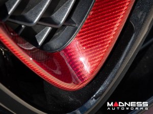 Alfa Romeo Stelvio Front V Shield Grill Frame + Emblem Frame Kit - Carbon Fiber - Red Candy - QV Model